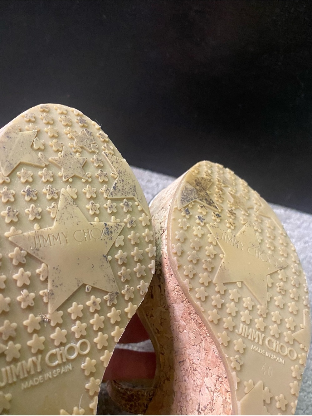 Jimmy Choo Metallic Gold Cork Wedge Sandals - Picture 5 of 5